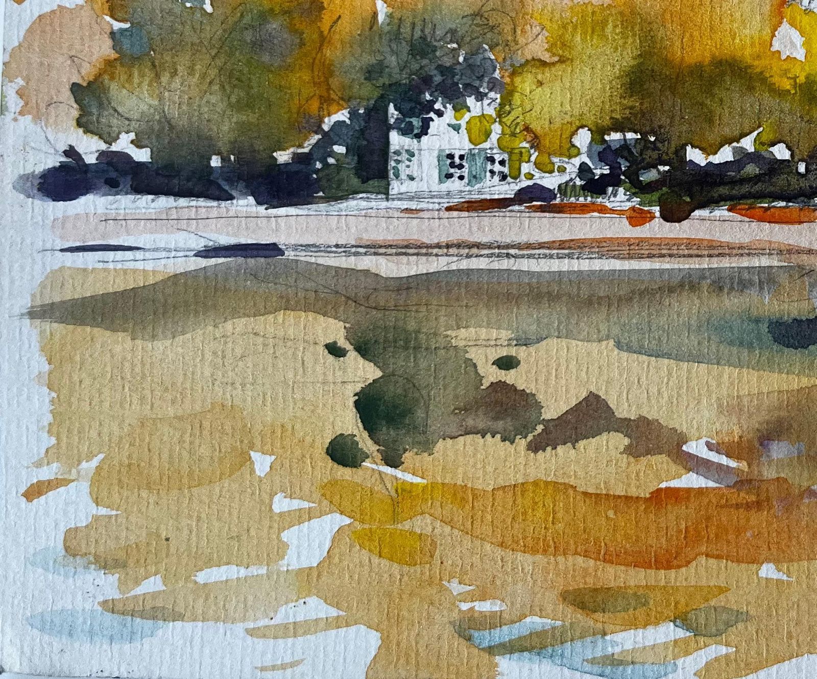 Pierre Neveuautumn Trees Lakeside Reflections Riverside House Golden Foliage Landscape photo vinterior