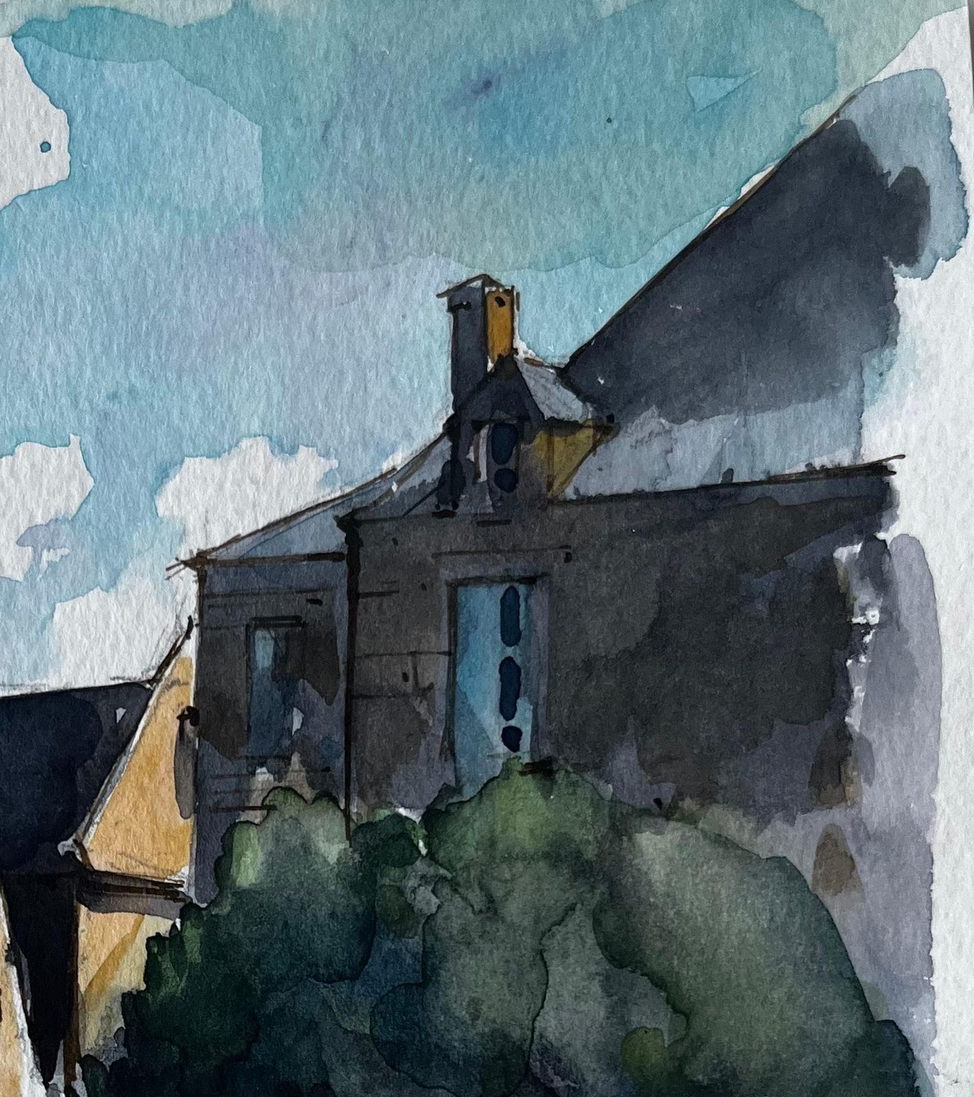 Pierre Neveuguerande French Market Square Church Spire Figures And Yellow Parasol photo Art
