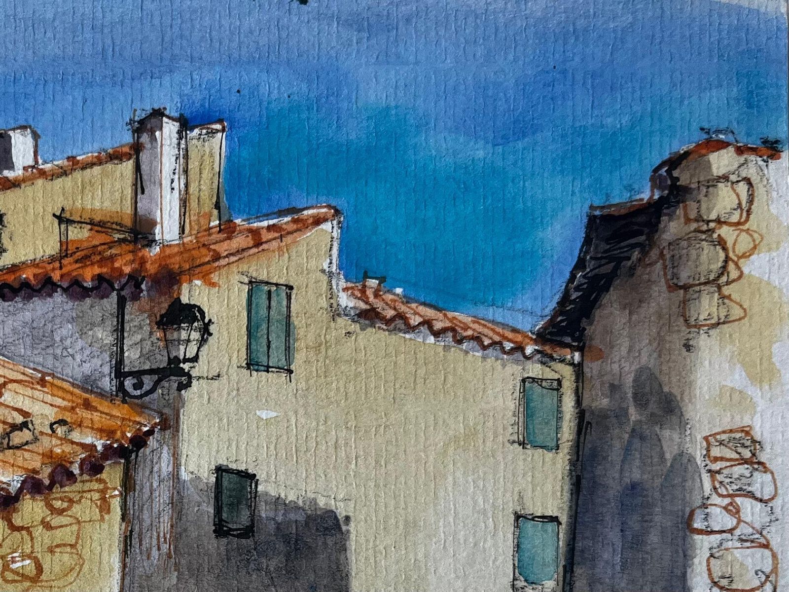 Pierre Neveuprovençal Village Street Sunlit Houses Terracotta Roofs French Hilltown Scene photo Art