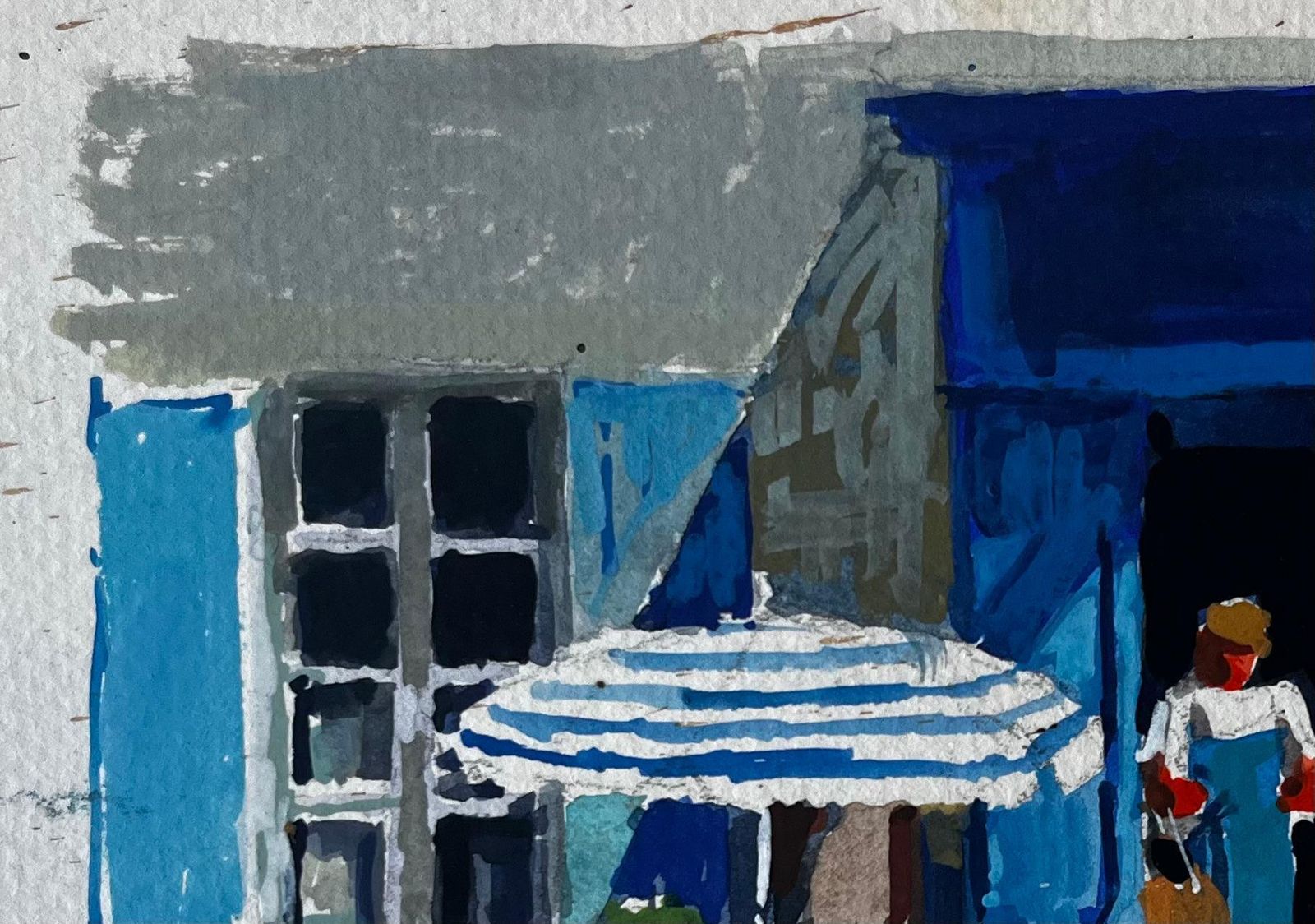 Pierre Neveublue Shopfront With Market Baskets Summer Street Scene Watercolour photo vinterior