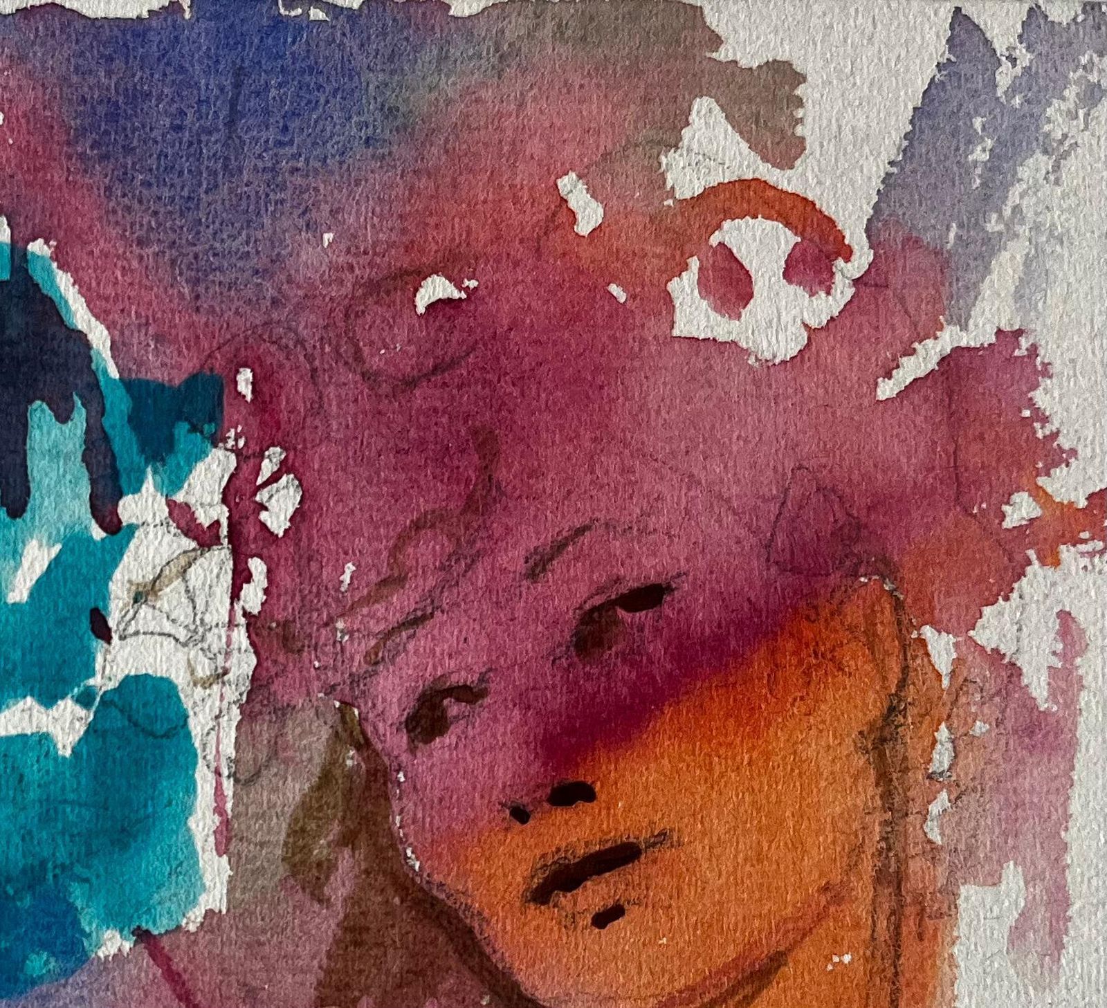 Pierre Neveuabstract Female Portrait Study Expressionist Watercolour Gouache Figure Painting photo for sale