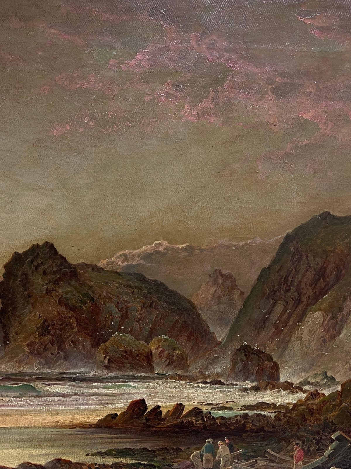 English School (19th Century)huge Victorian 1880's English Coastal Shipwreck Dramatic Seascape Signed Oil1884 photo for sale