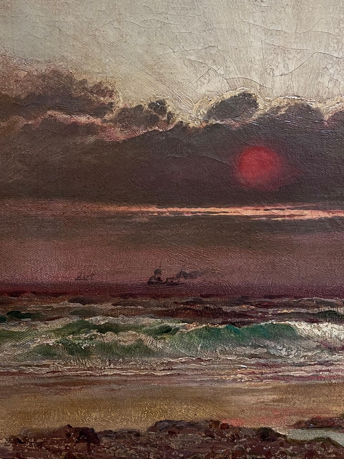 English School (19th Century)huge Victorian 1880's English Coastal Shipwreck Dramatic Seascape Signed Oil1884 photo vinterior