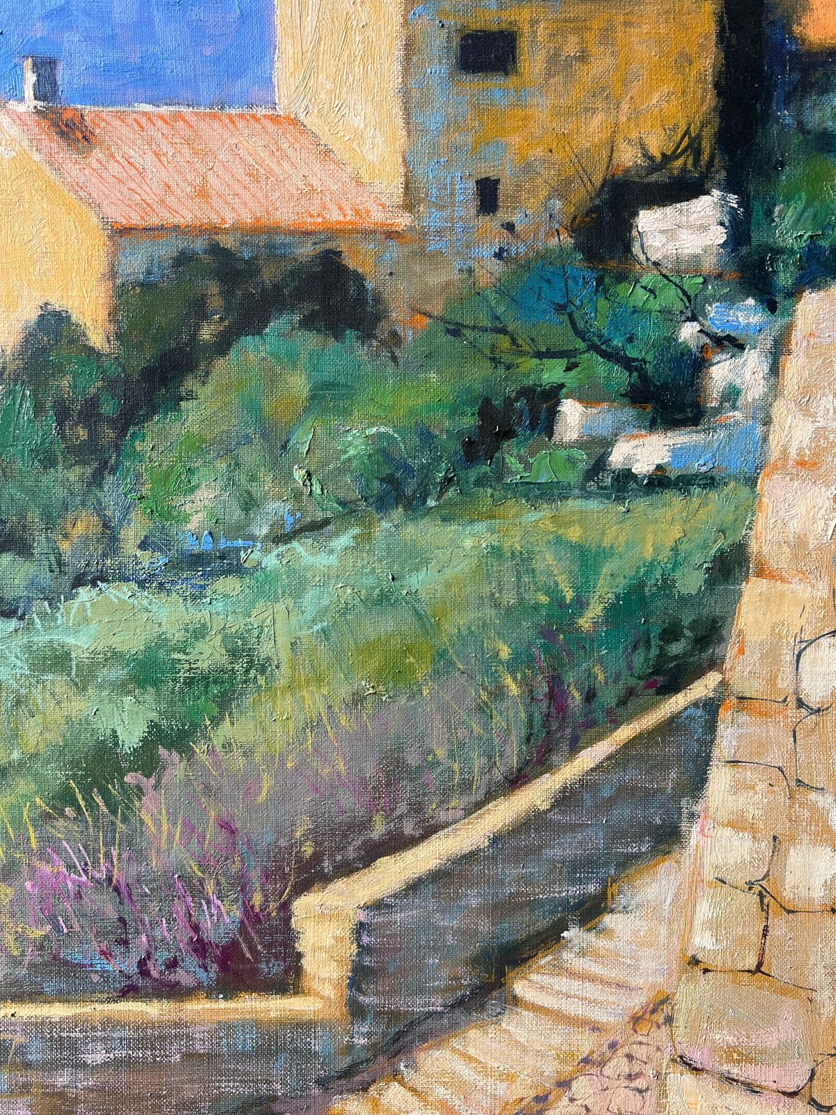 Pierre Neveusunlit Hillside Village With Stone Path And Golden Homes Vue French Oil Painting photo vinterior