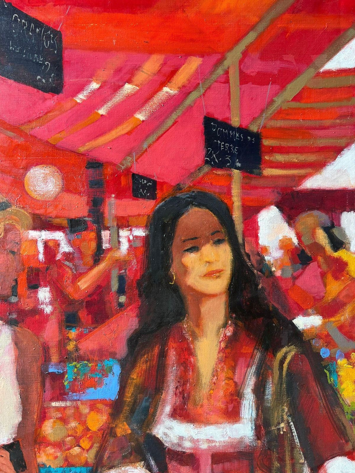 photo furniture Pierre Neveuwomen Strolling Through Bright Red Market Stalls Filled With Produce French Oil