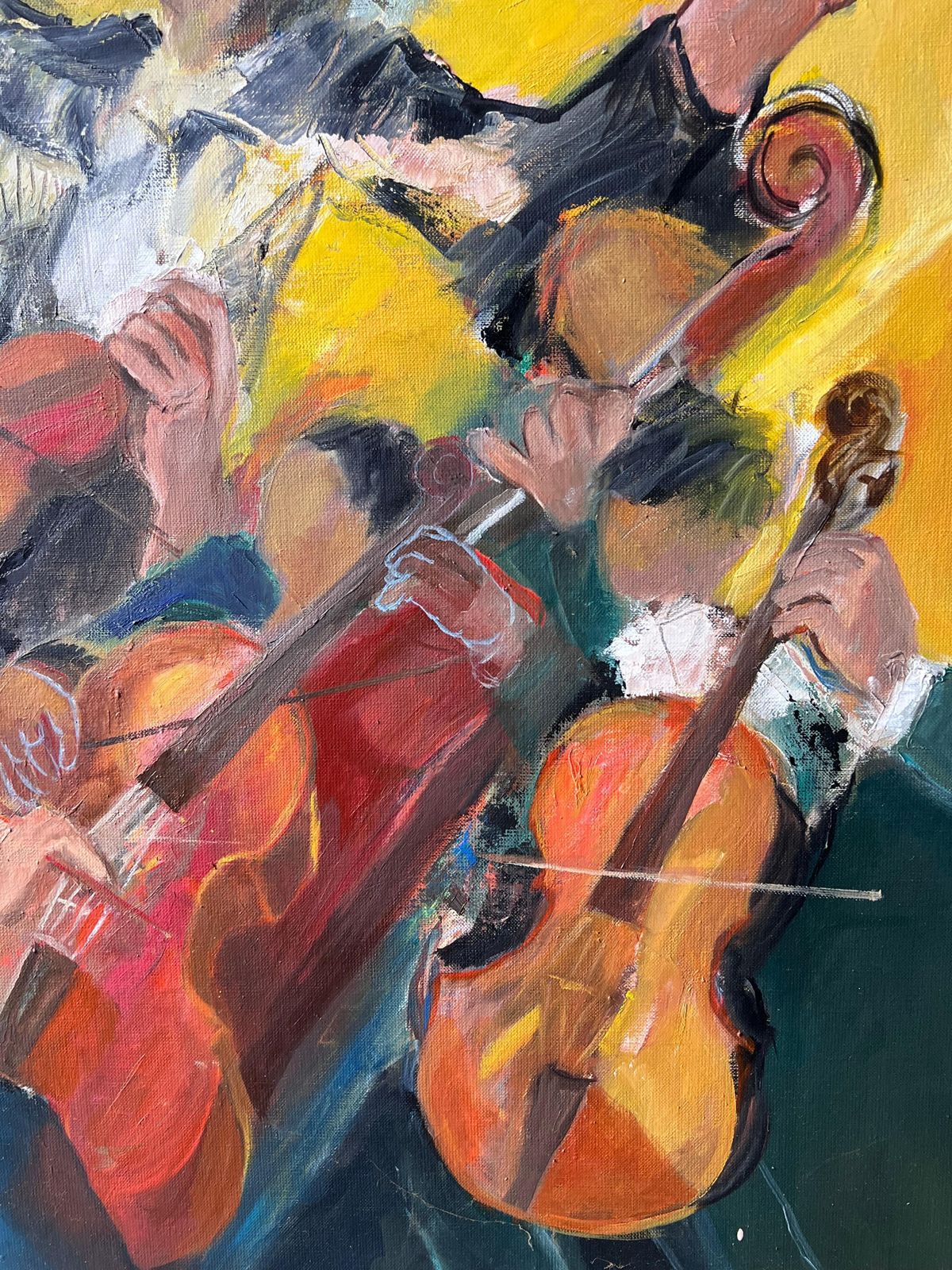 Pierre Neveuorchestra With Conductor Leading Musicians At A Bright Halle French Oil Painting photo vinterior