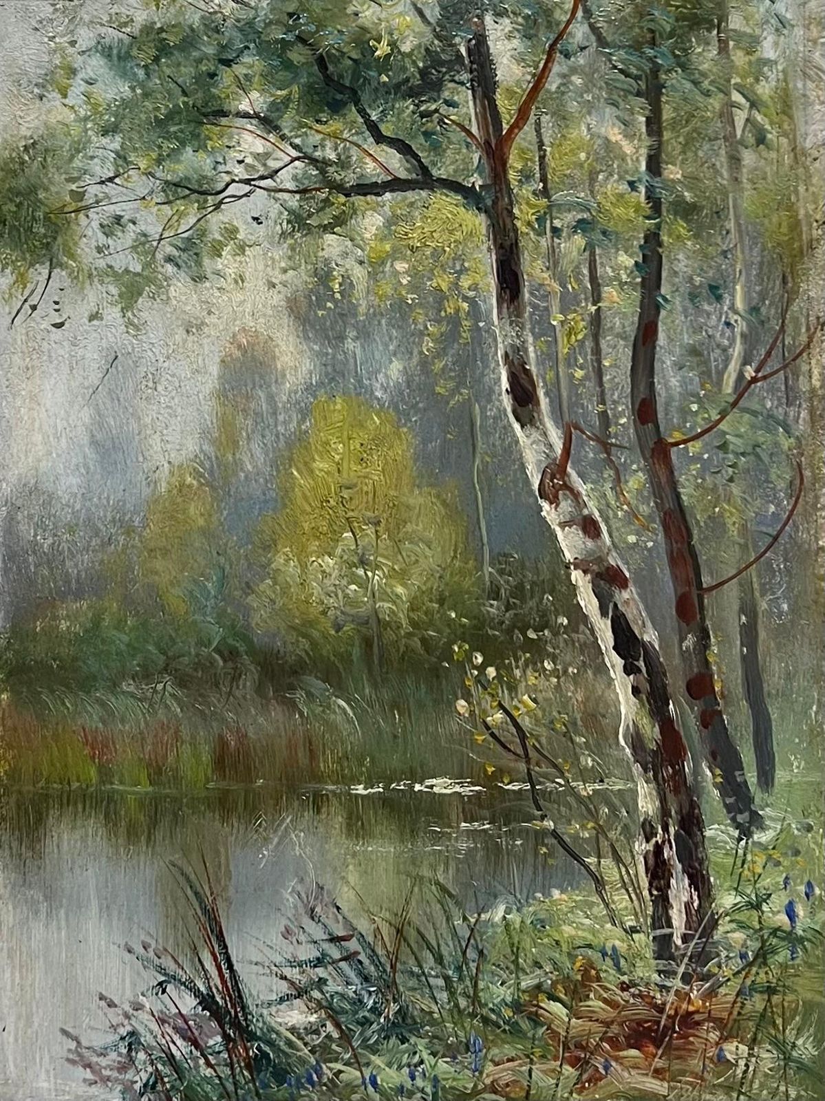 Daniel Sherrinvictorian English Oil Painting Woodland River Glade Landscape In Gilt Frame photo furniture