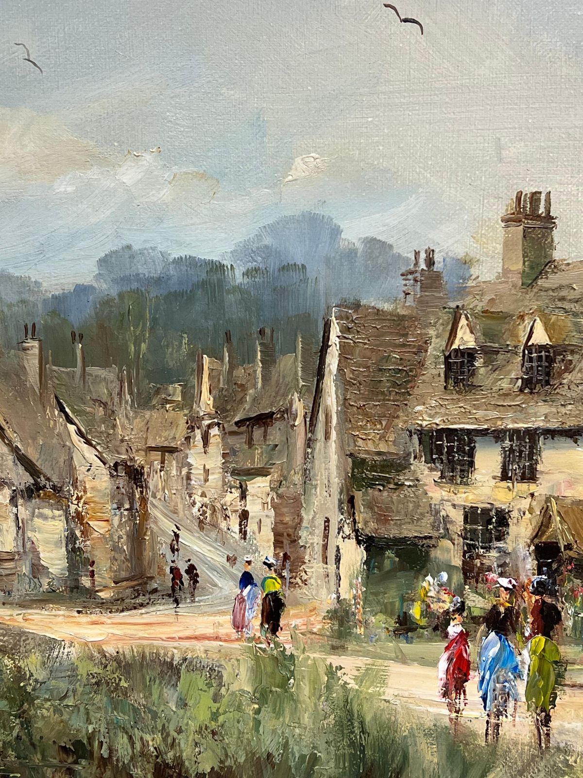 Donald Jenningscastle Combe The Cotswolds England Original Signed Oil Painting The Village1990 photo vinterior