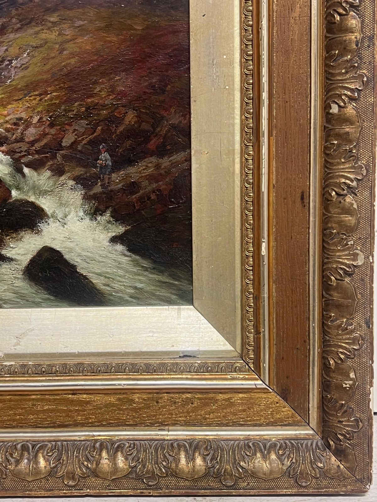 William Lakin Turnerantique Scottish Highlands River Misty Landscape Signed Oil Anglers By River photo vinterior