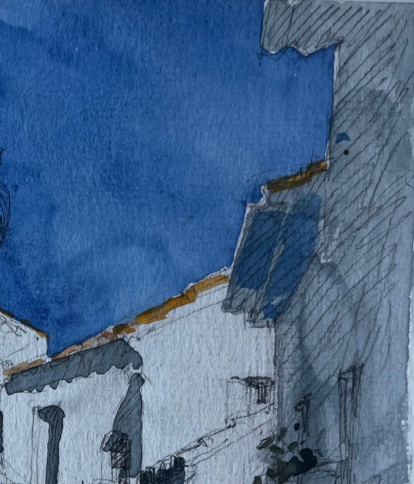 Pierre Neveucucuron Provence Sunlit Street Scene Watercolour By Pierre Neveu French Artist photo for sale