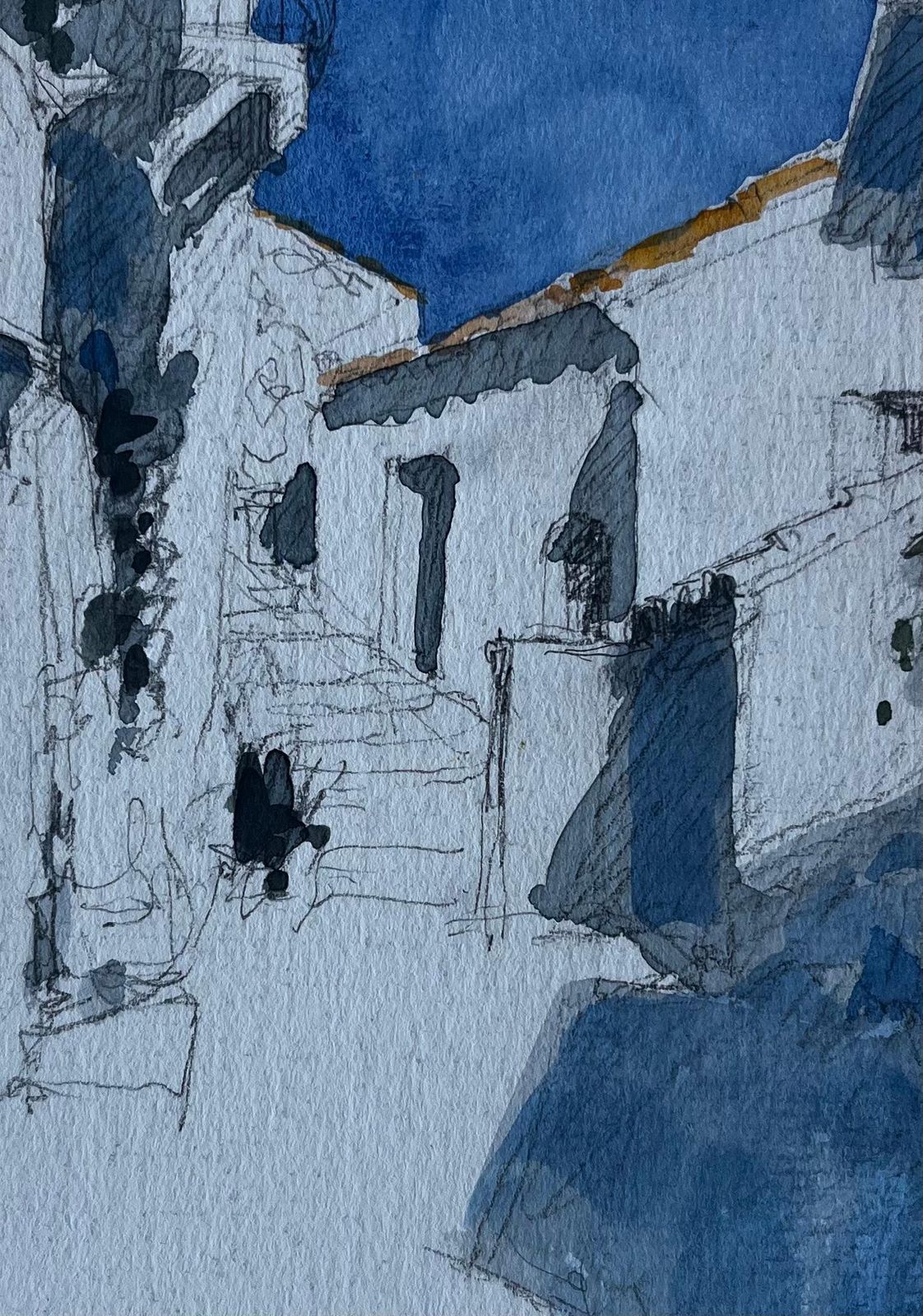 Pierre Neveucucuron Provence Sunlit Street Scene Watercolour By Pierre Neveu French Artist photo buy