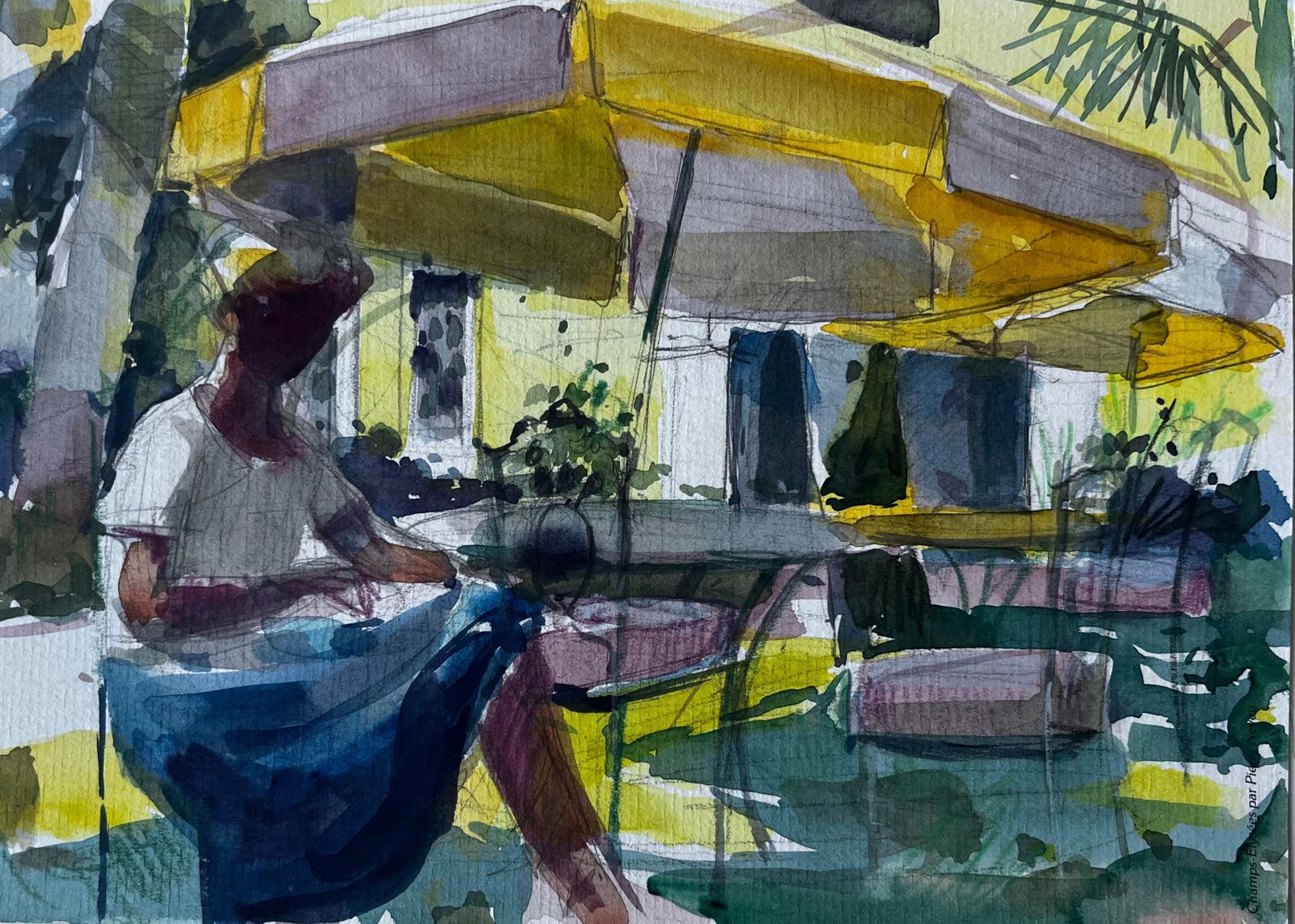 Pierre Neveugarden Shade French Terrace Figure Study By Pierre Neveu