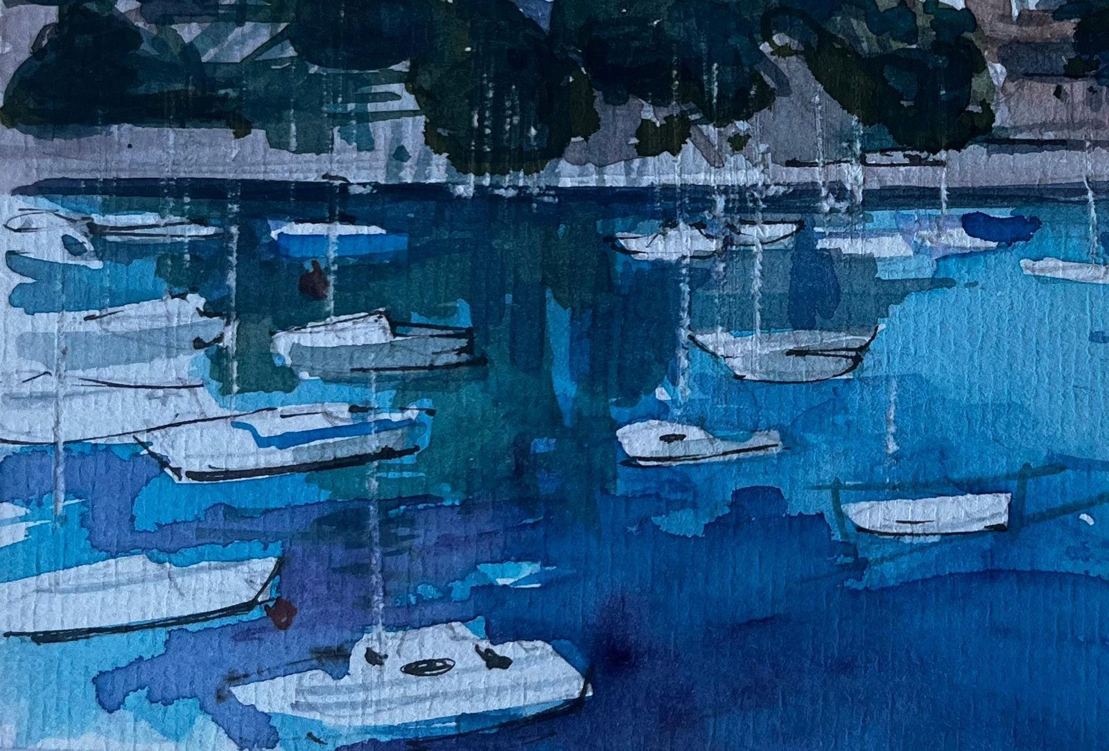 Pierre Neveuchâteau And Harbour At Pornic Brittany French Coastal Watercolour photo Art