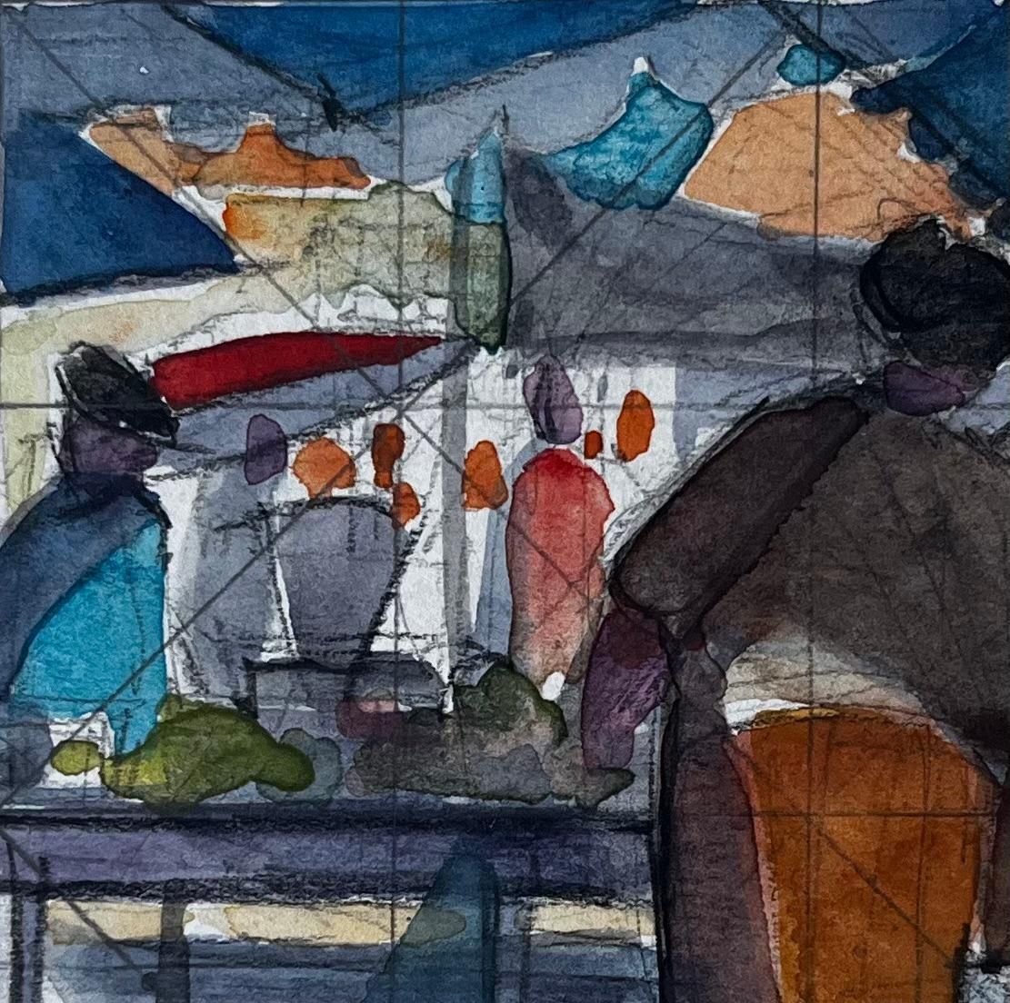 Pierre Neveufrench Market Scene Geometric Watercolour Study By Pierre Neveu photo Art