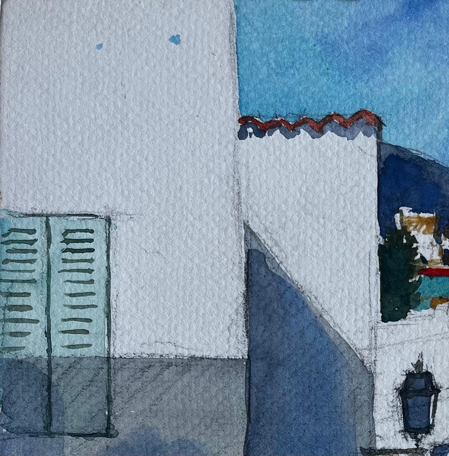 Pierre Neveusunlit Street With Figure French Modernist Watercolour By Pierre Neveu photo for sale
