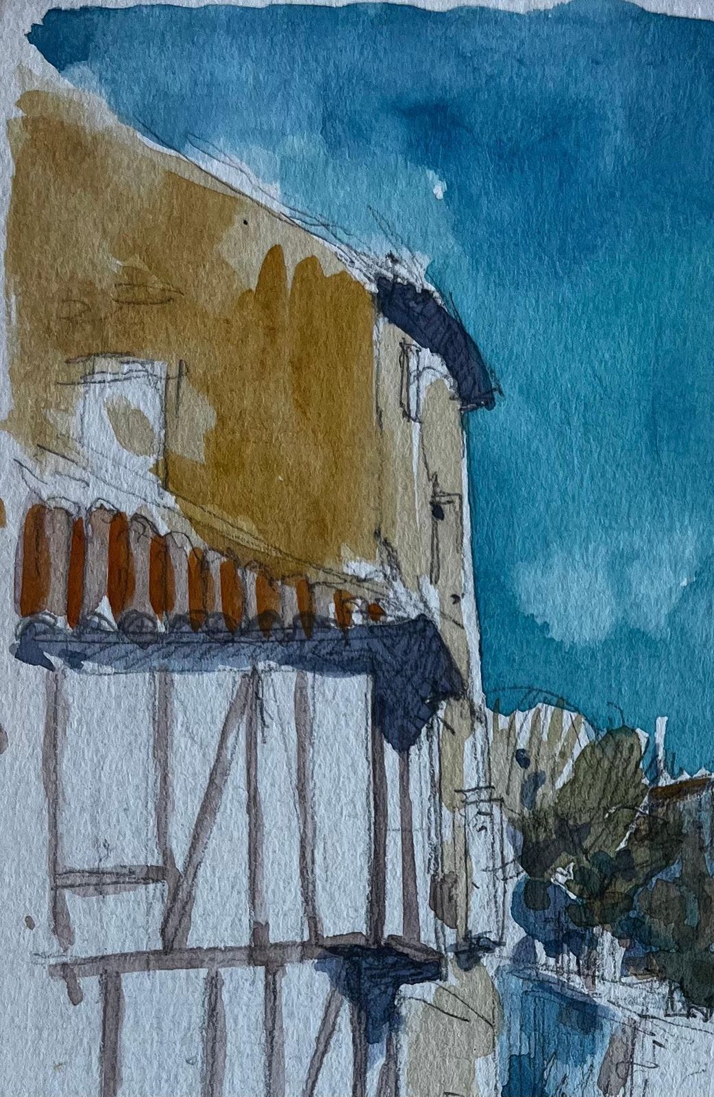 Pierre Neveumedieval Village Street Scene Southwest France Watercolour By Pierre Neveu photo Art
