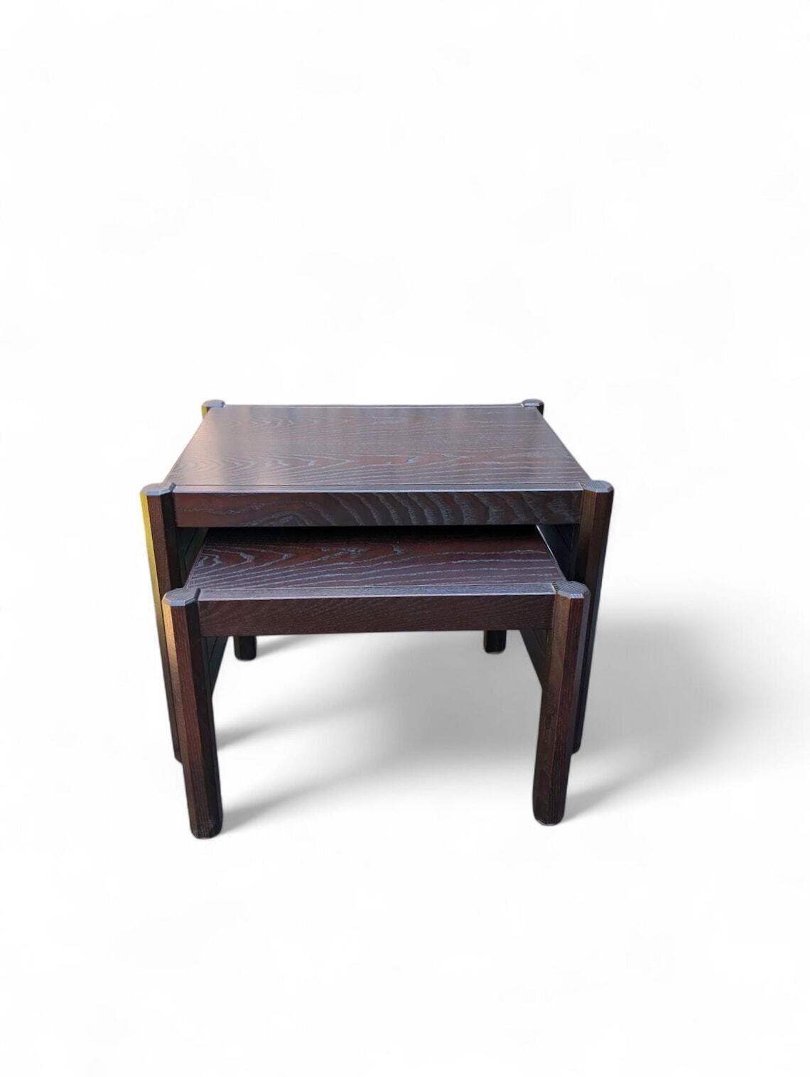 Dutch Design Nesting Tables In Teak And Veneer  Mid Century Modern Side Tables photo for sale