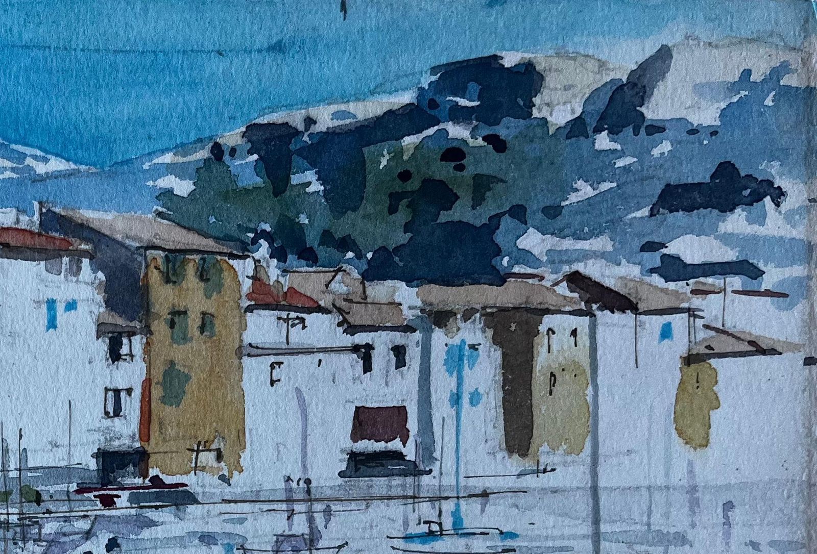 Pierre Neveuharbour Promenade At Cassis South Of France French Watercolour By Pierre Neveu photo Art
