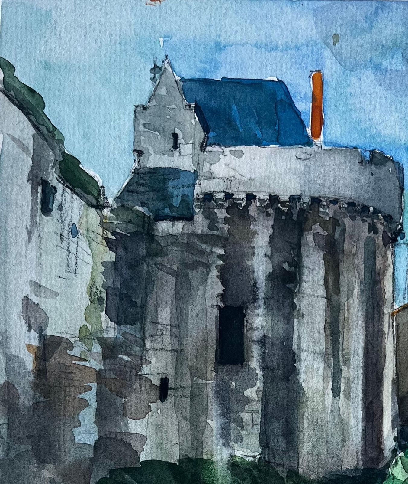 Pierre Neveuchâteau Tower And Gardens At Vannes Brittany French Watercolour By Pierre Neveu photo for sale