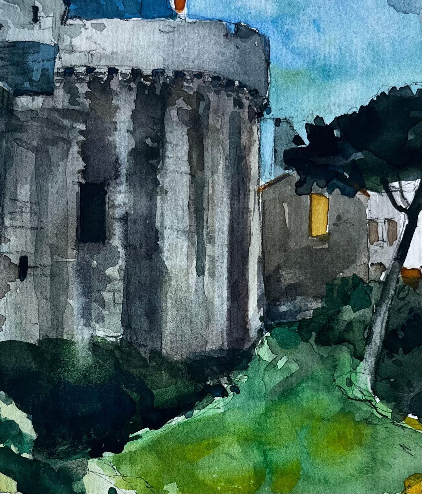 Pierre Neveuchâteau Tower And Gardens At Vannes Brittany French Watercolour By Pierre Neveu photo buy