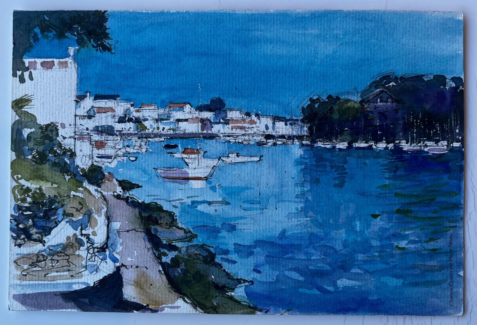 Pierre Neveuharbour At La Trinité Sur Mer Brittany French Coastal Watercolour photo furniture