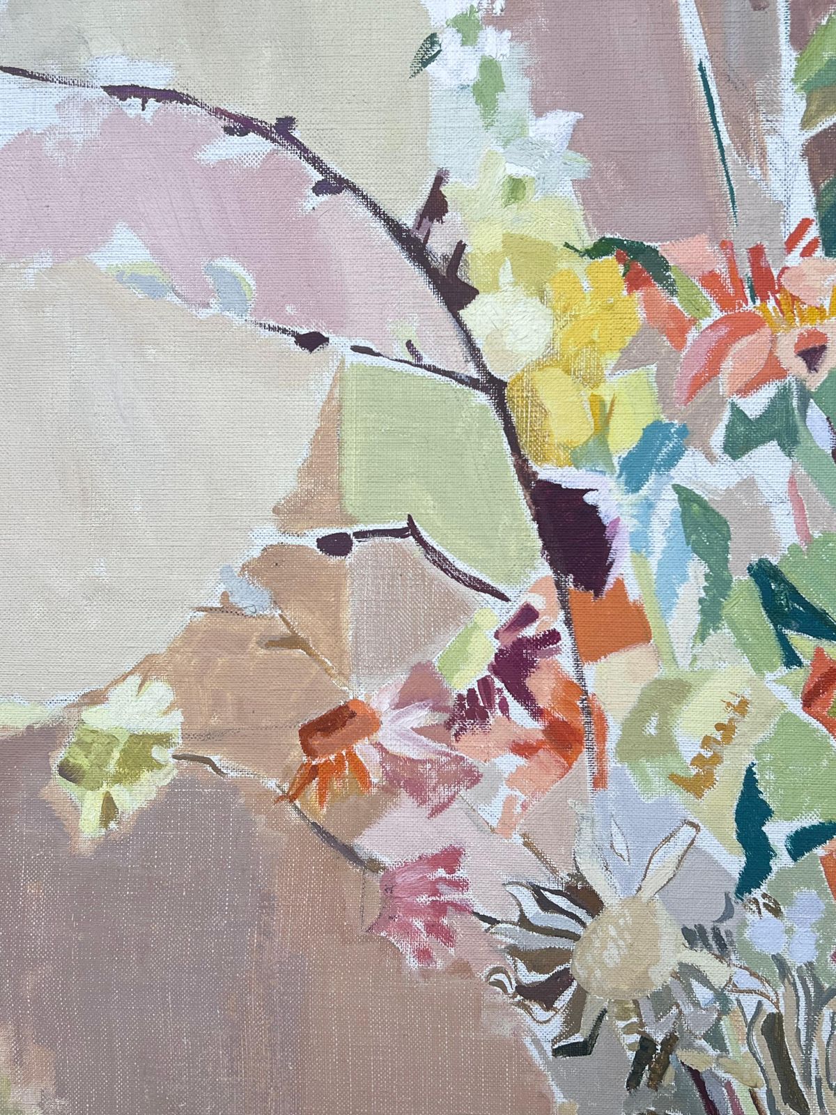 Laure Noetzin Azam (French 1929 2024)fine 20th Century French Post Cubist Oil Painting Still Life Of Flowers Interior photo vintage