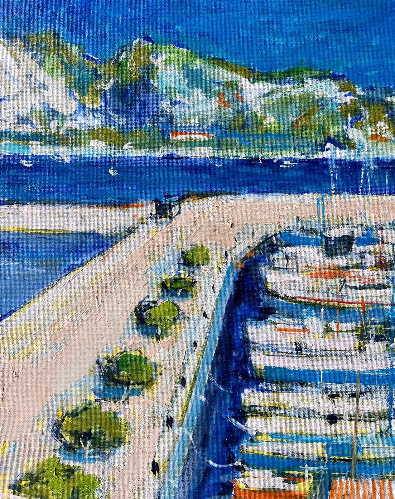 Pierre Neveubright Blue Mediterranean South Of France Port Harbor Post Impressionist Oil photo Art