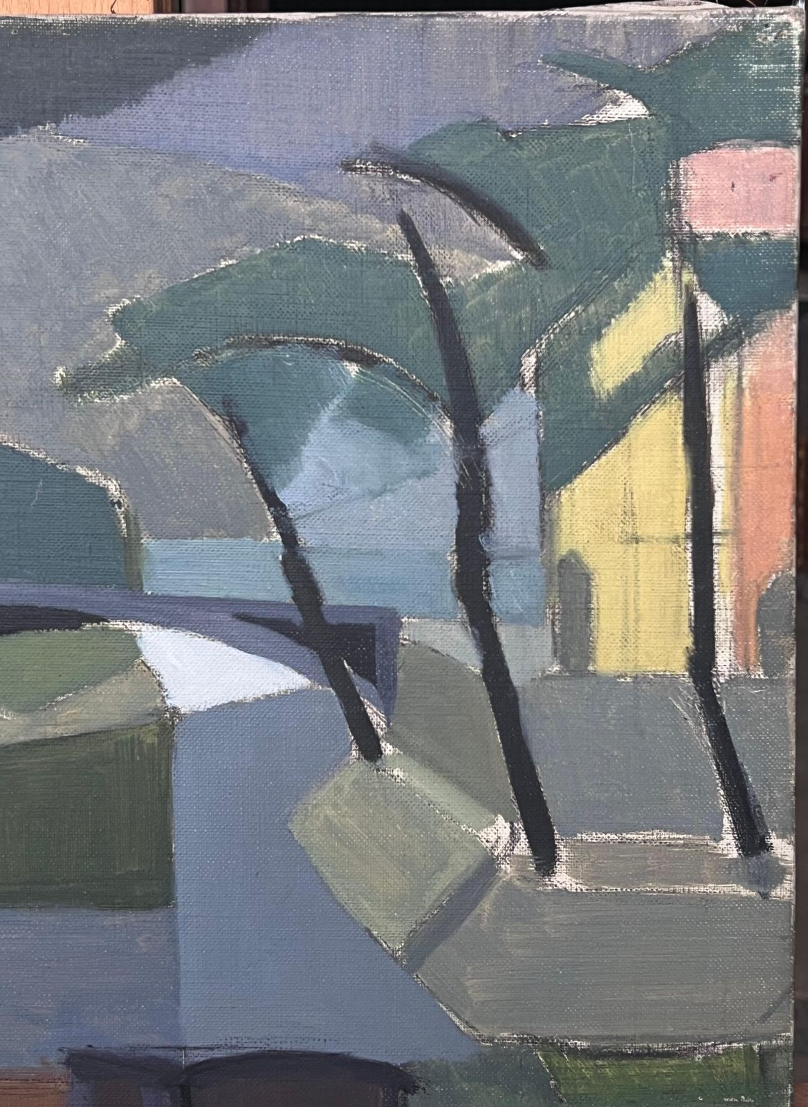 Laure Noetzin Azam (French 1929 2024)fine 20th Century French Post Cubist Oil Painting City River Landscape & Bridge photo Art