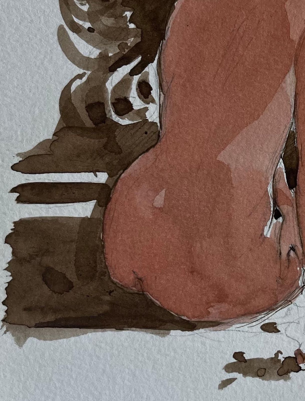 Pierre Neveuseated Female Nude By Window French Modernist Watercolour Figure Study photo 525.0