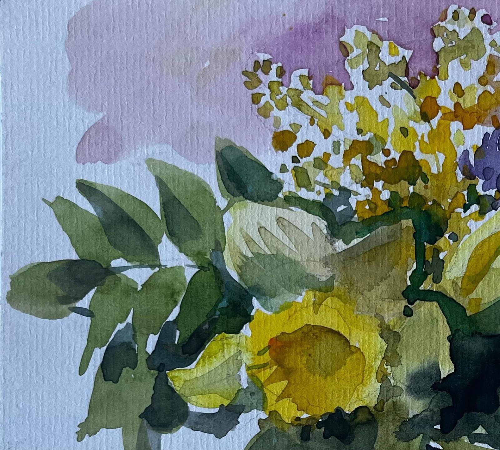 Pierre Neveusunflower And Mimosa Still Life Mid Century Watercolour By Pierre Neveu photo furniture