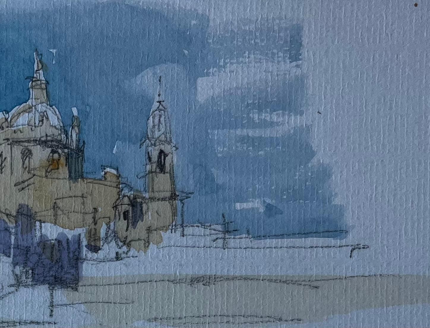 Pierre Neveufrench Hilltop Church At Fontasse Mid Century Watercolour Drawing photo Art