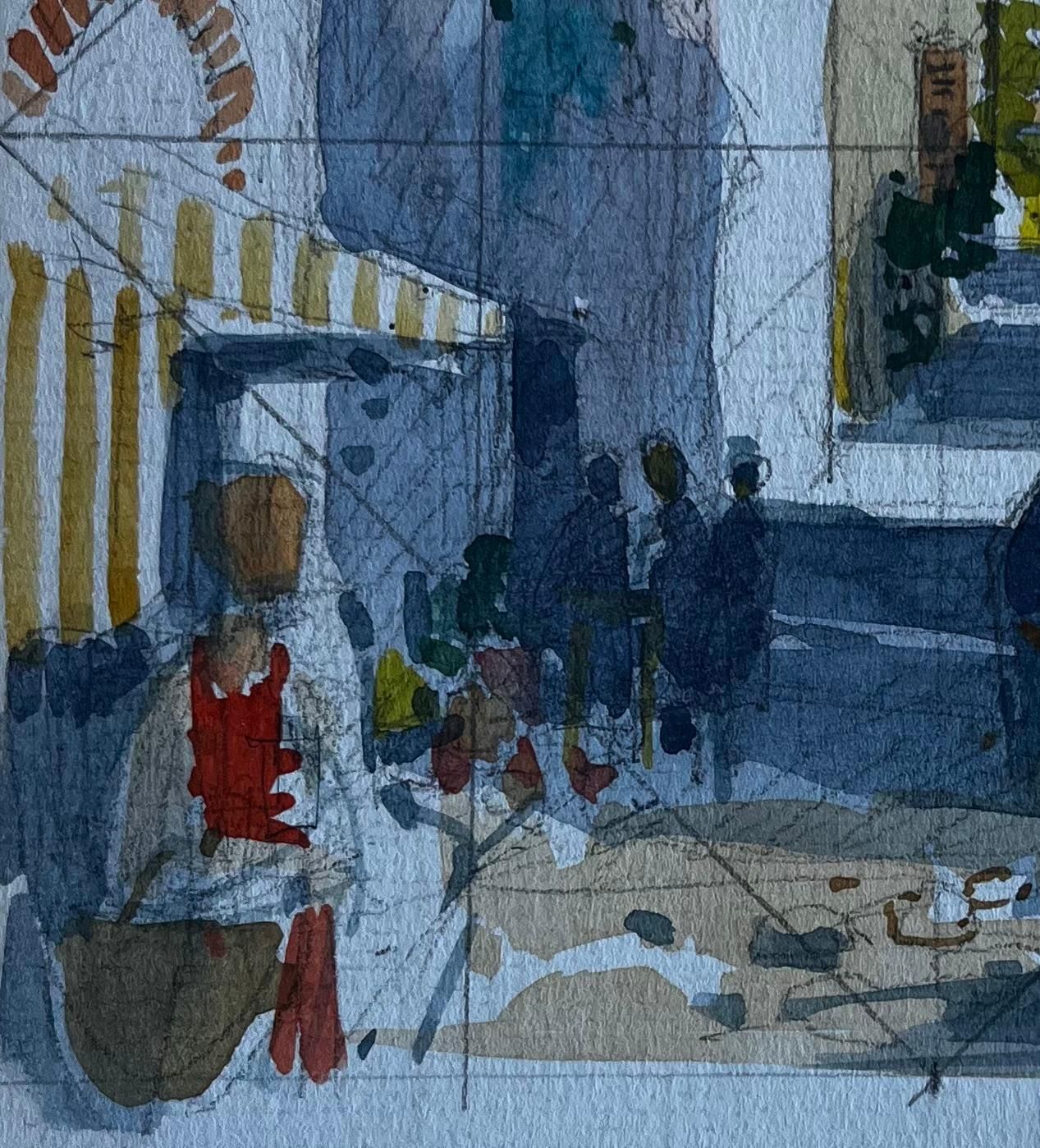 Pierre Neveumediterranean Street Market Study Mid Century Watercolour By Pierre Neveu photo vinterior