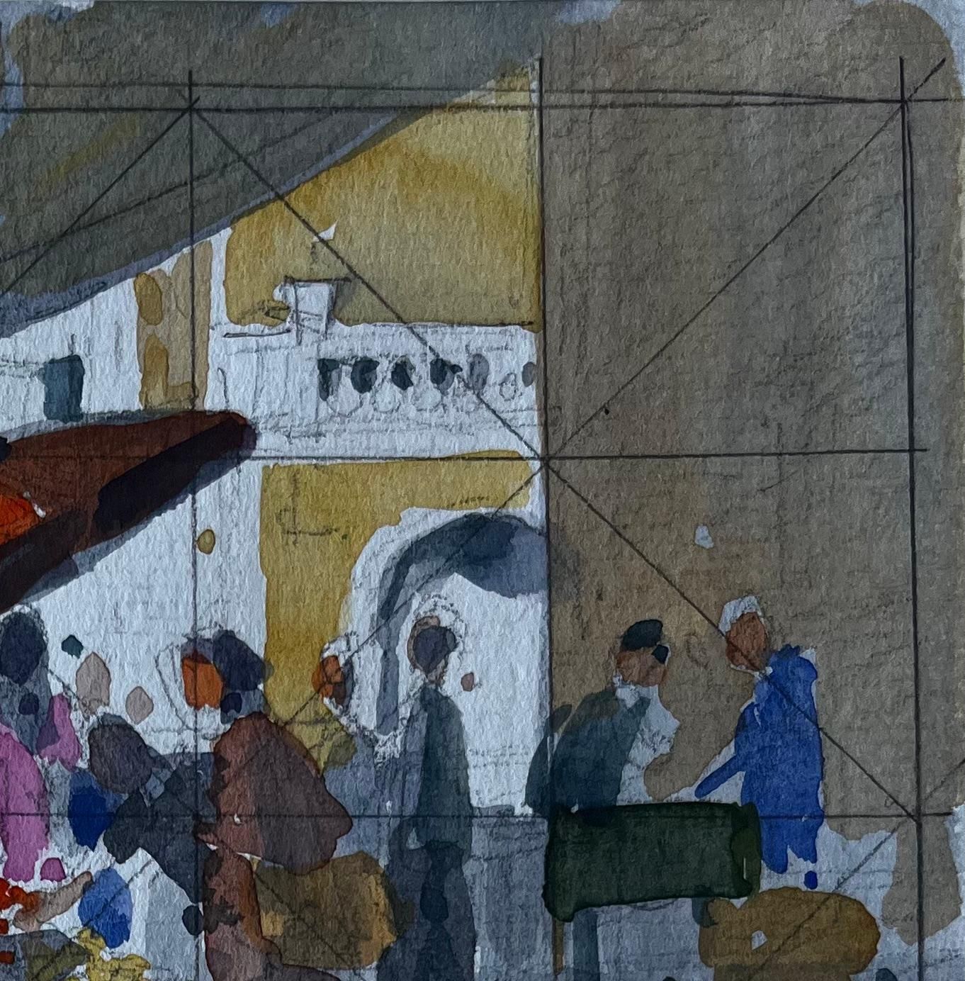 Pierre Neveuparis Street Market Scene French Modernist Watercolour By Pierre Neveu photo Art