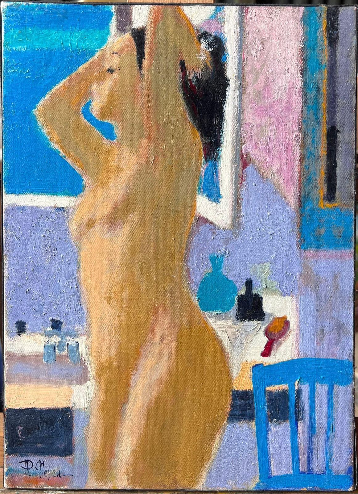 Pierre Neveufrench Post Impressionist Oil Painting Nude Lady In Bathroom Interior photo furniture