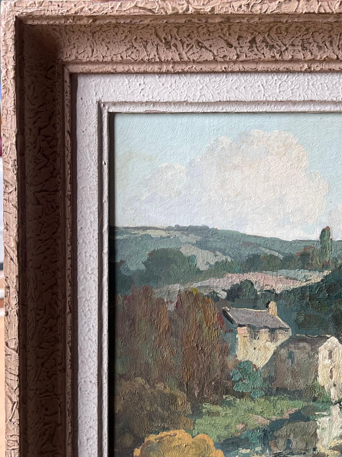 Félix Raoul Eteve French, 1902 1967 Fine Quality 20th Century French Signed Oil Painting Sleepy Old Town On River photo vintage