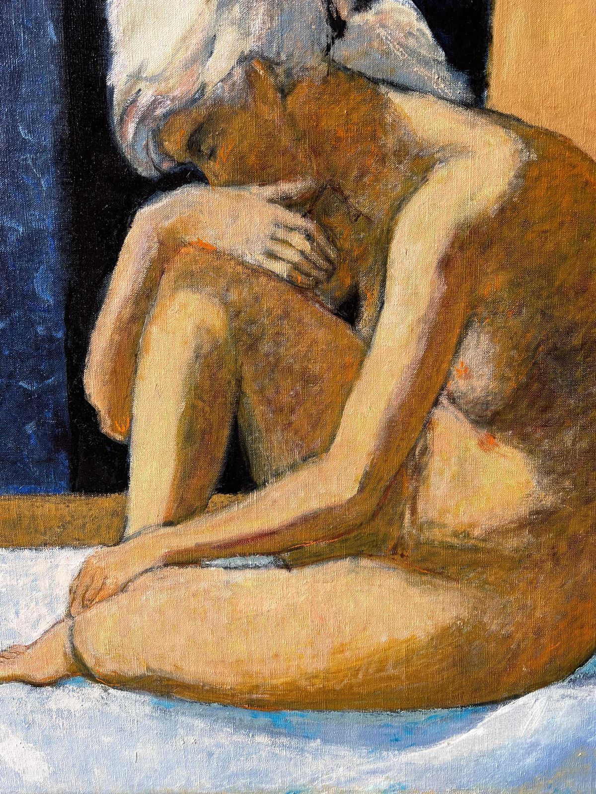 Pierre Neveularge Contemporary French Post Impressionist Oil Painting Nude Woman On Bed photo buy