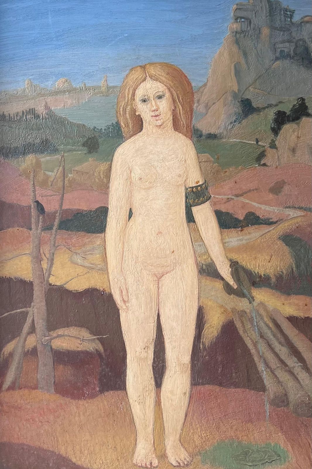 French Surrealistmid 20th Century French Surrealist Oil Painting Nude Woman Standing photo Art