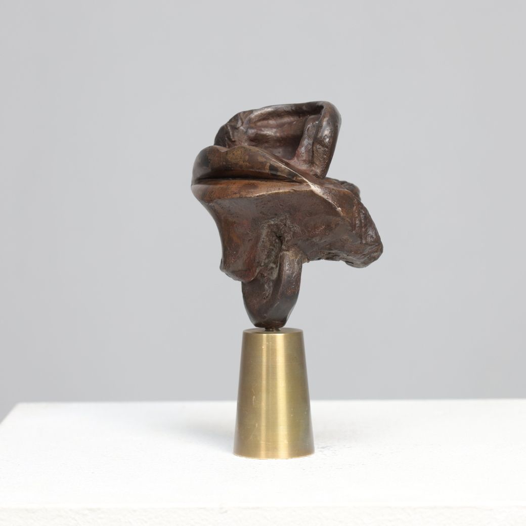 Mia Moreaux. “Lips” Bronze Sculpture With Brass Base, Belgium, 1990s