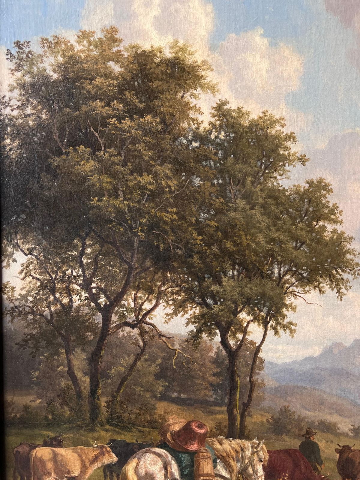 Eduard Gotzelmannfine 19th Century Large Austrian Signed Oil Painting Cattle & Horses Pastoral1887 photo for sale
