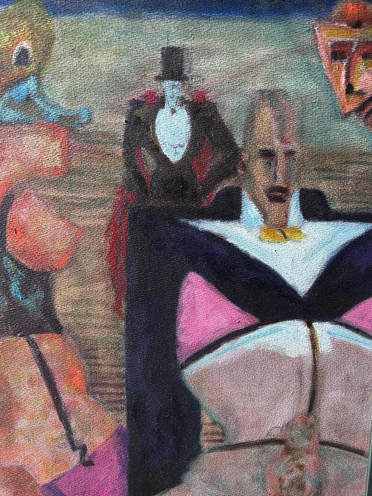 Mid Century French1950's French Surrealist Erotic Figurative Signed Oil Painting On Canvas photo 1410.0