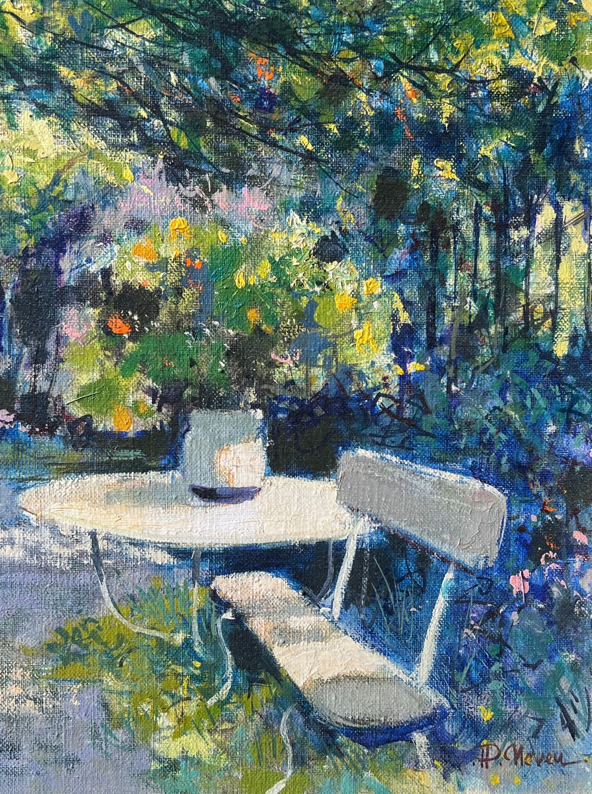 Pierre Neveule Jardin En Provence Old Stone Garden & House French Impressionist Oil Painting photo Art