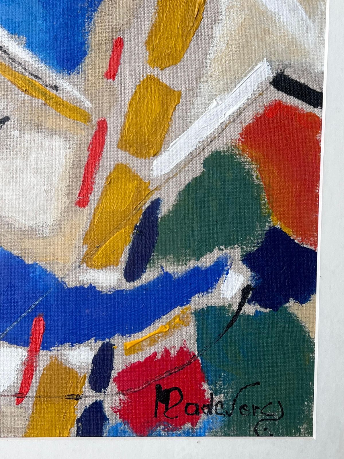 French Modernistmodern French Cubist Abstract Colourful Signed Oil Painting In Frame photo Art