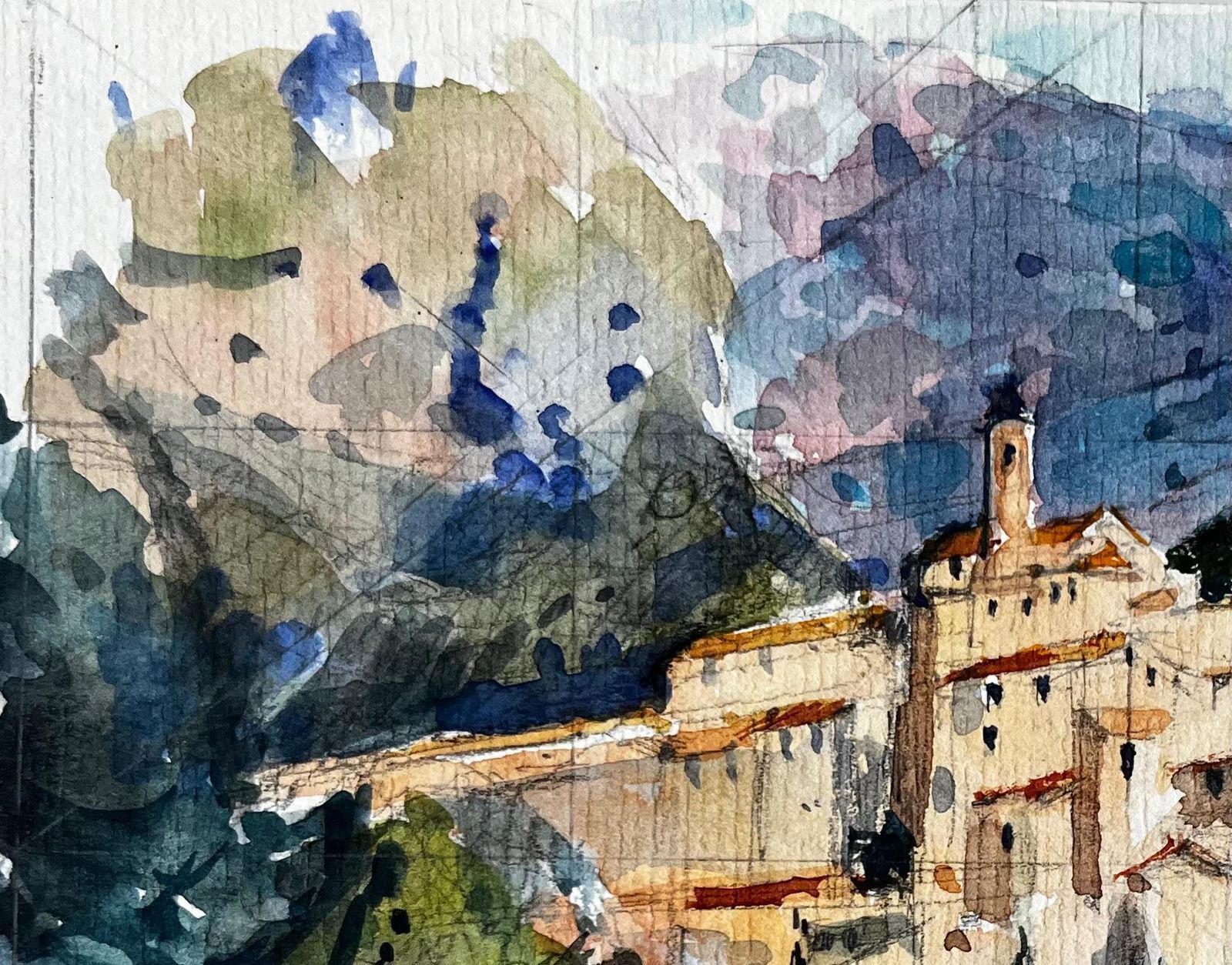 Pierre Neveuhilltop Village Of Peillon In The Alpes Maritimes Provence French Watercolour photo Art