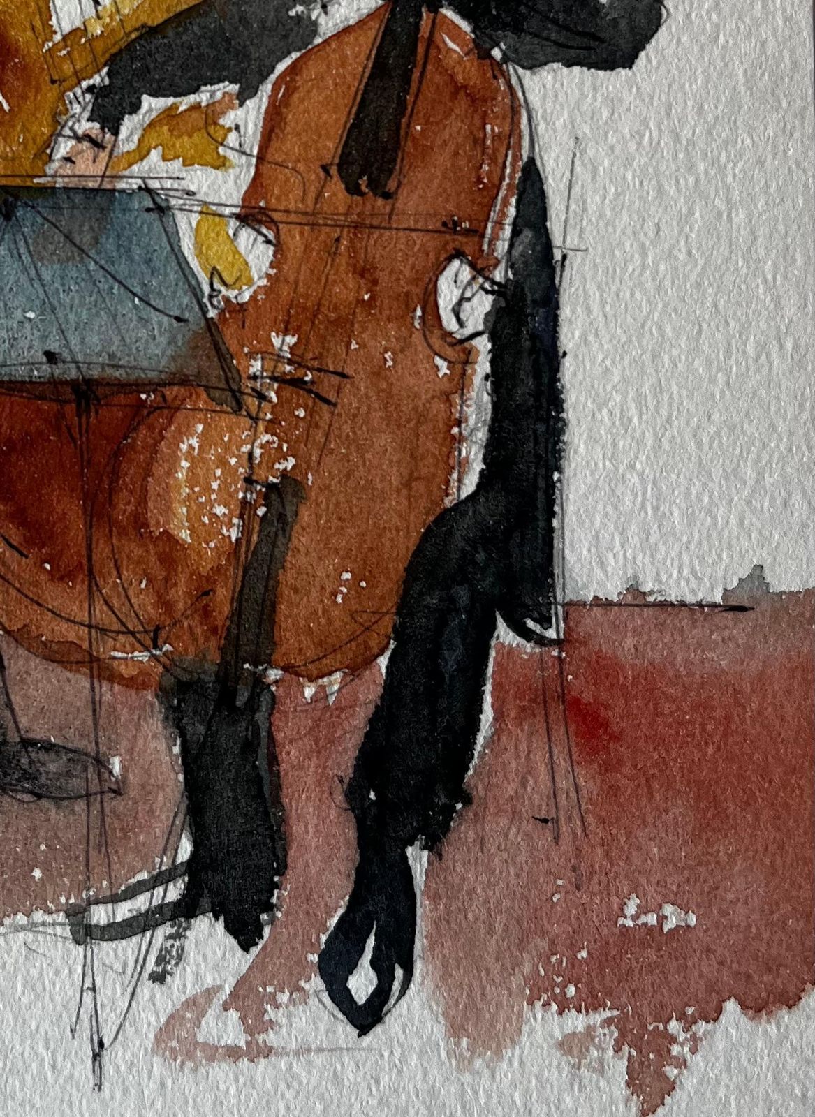 Pierre Neveudouble Bass And Cello Duet Musicians Performing Watercolour Painting photo 668.0