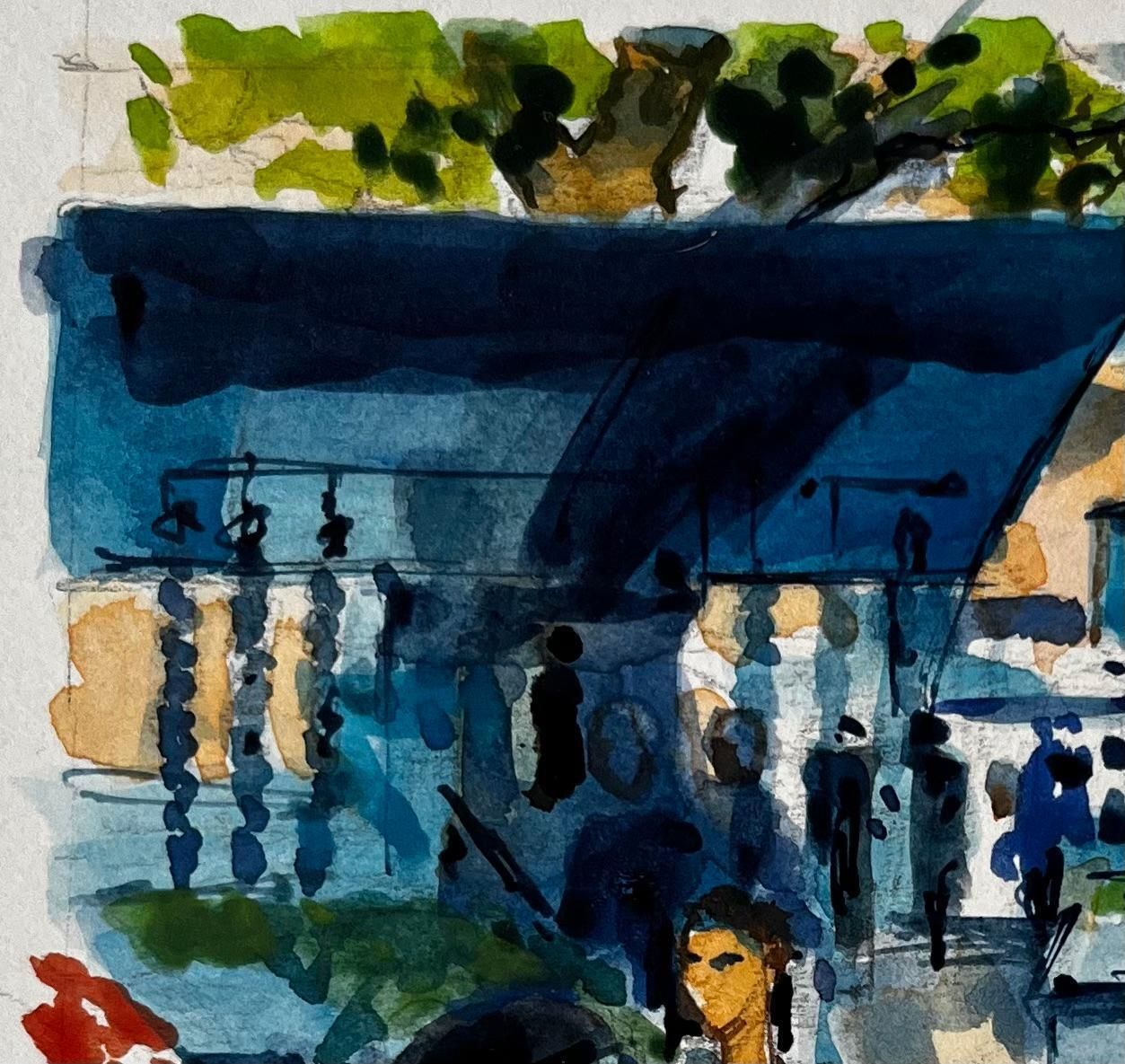 Pierre Neveufrench Market Scene With Figures By Pierre Neveu Mediterranean Watercolour photo 540.0