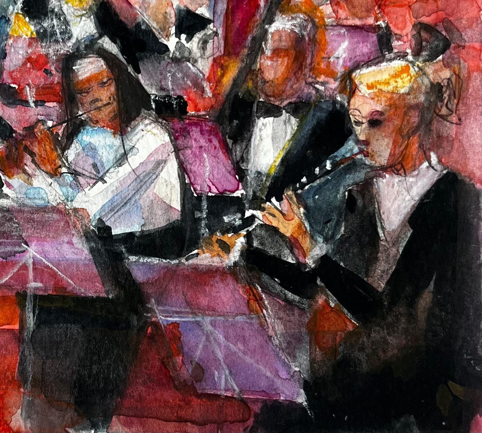 Pierre Neveuvibrant Orchestra Performance Scene By Pierre Neveu French Watercolour Painting photo Art