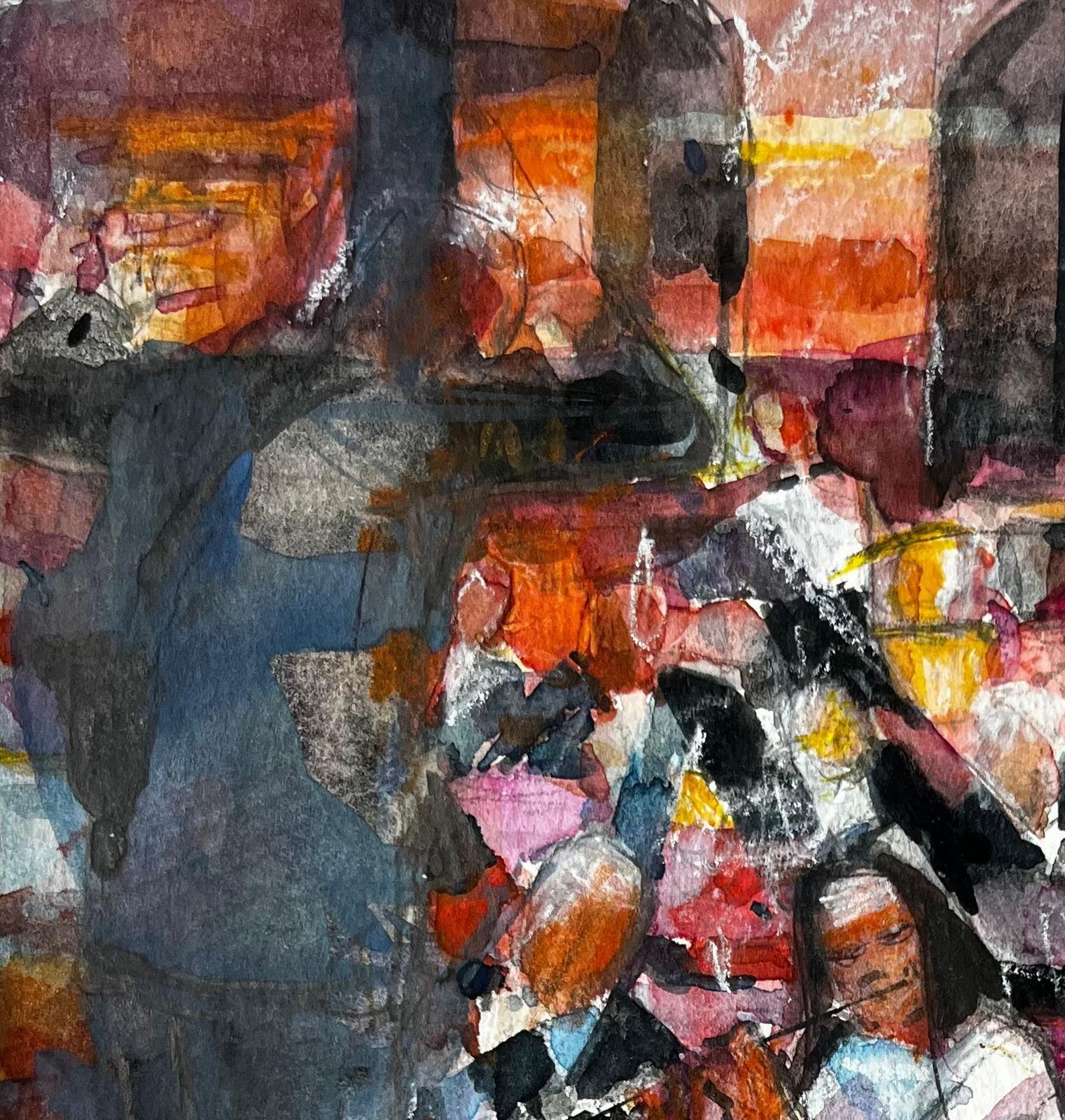 Pierre Neveuvibrant Orchestra Performance Scene By Pierre Neveu French Watercolour Painting photo 662.0