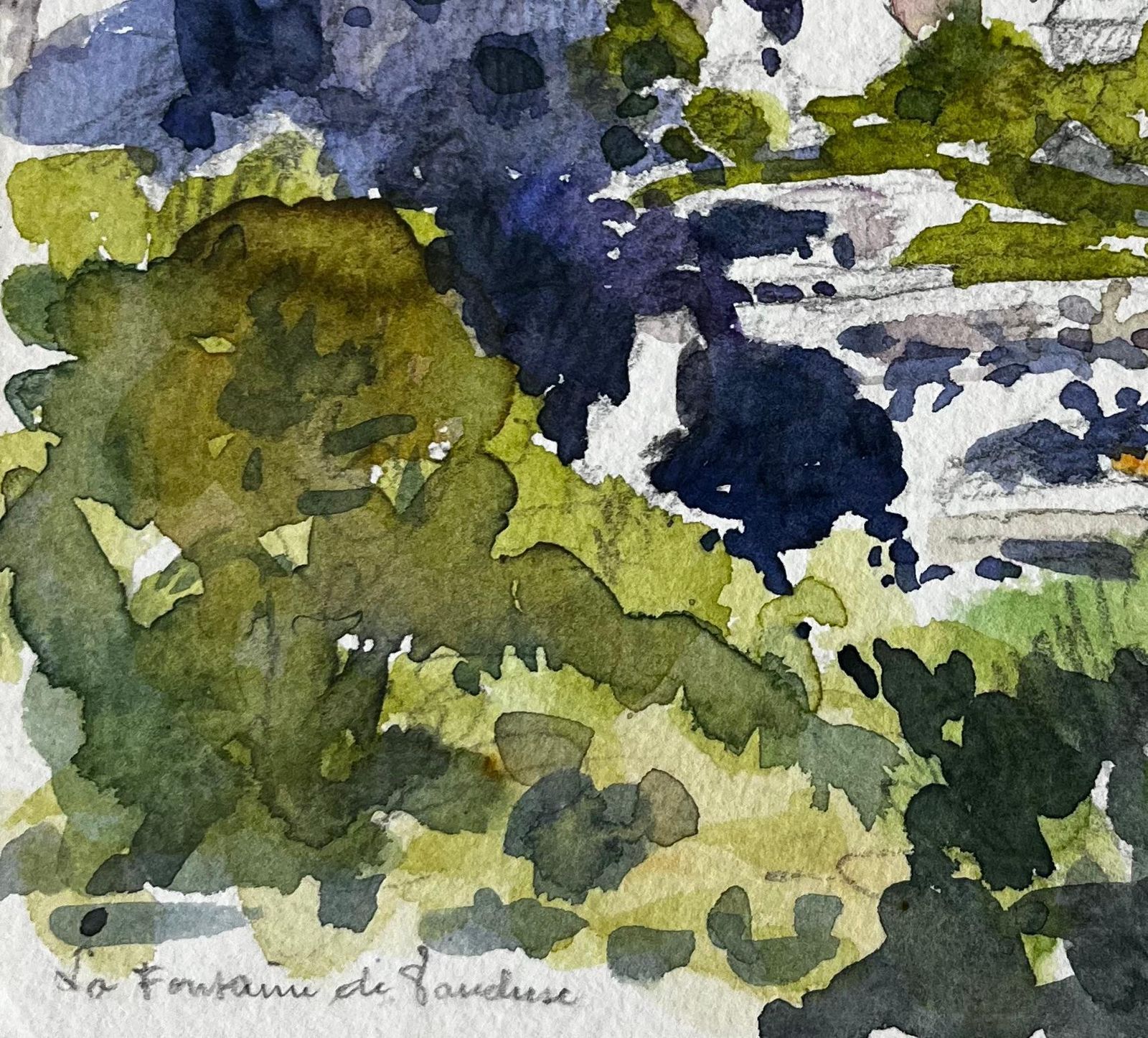 Pierre Neveula Fontaine De Vaucluse Hillside Village French Landscape Watercolour Painting photo vinterior