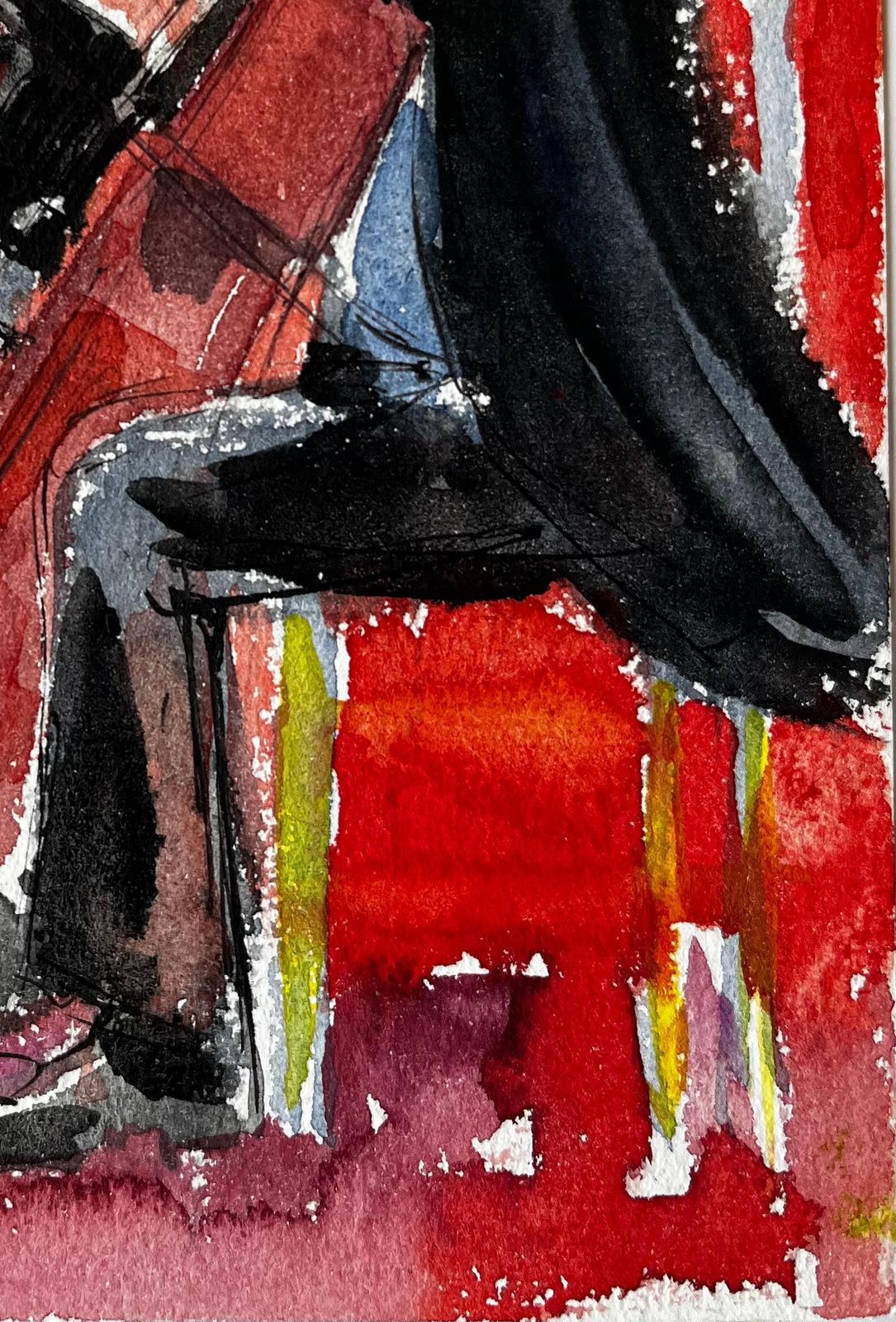 Pierre Neveucello And Violin Duet Musicians Performing Watercolour Painting photo 652.0