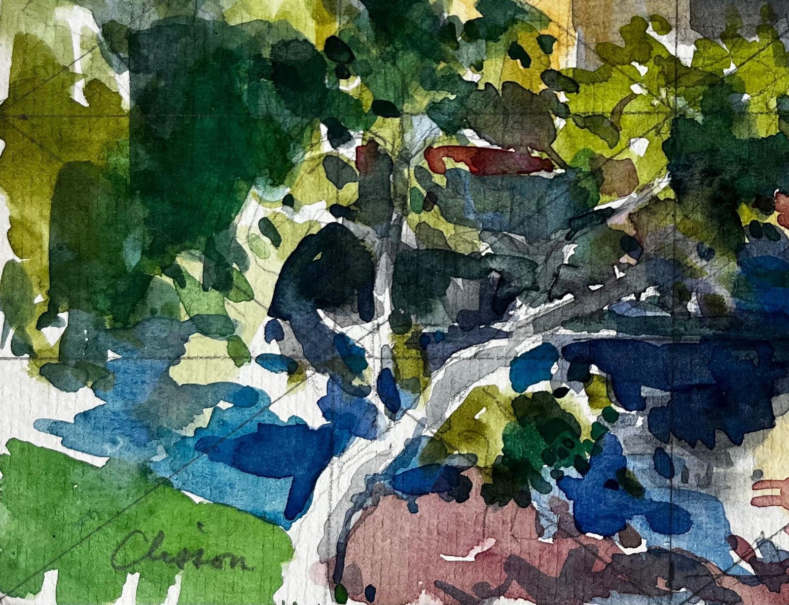 Pierre Neveuclisson Riverside Townscape With Castle And Reflections French Watercolour Paint photo vinterior
